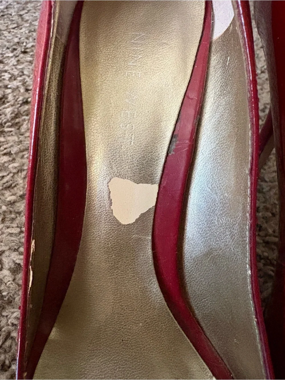 Nine West Red Patent Leather Peep-Toe Heels